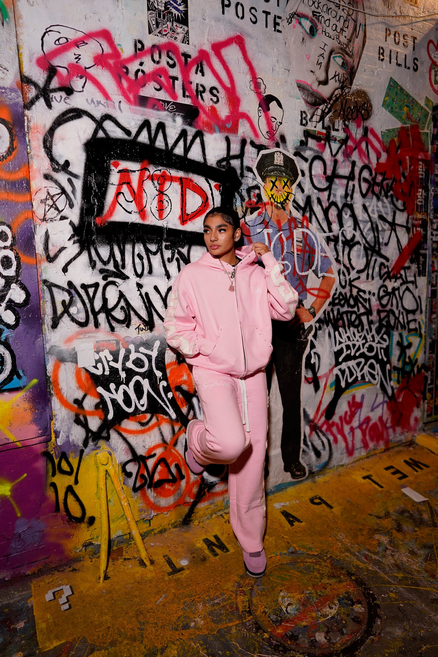 Pink studded soj8ded sweatsuit